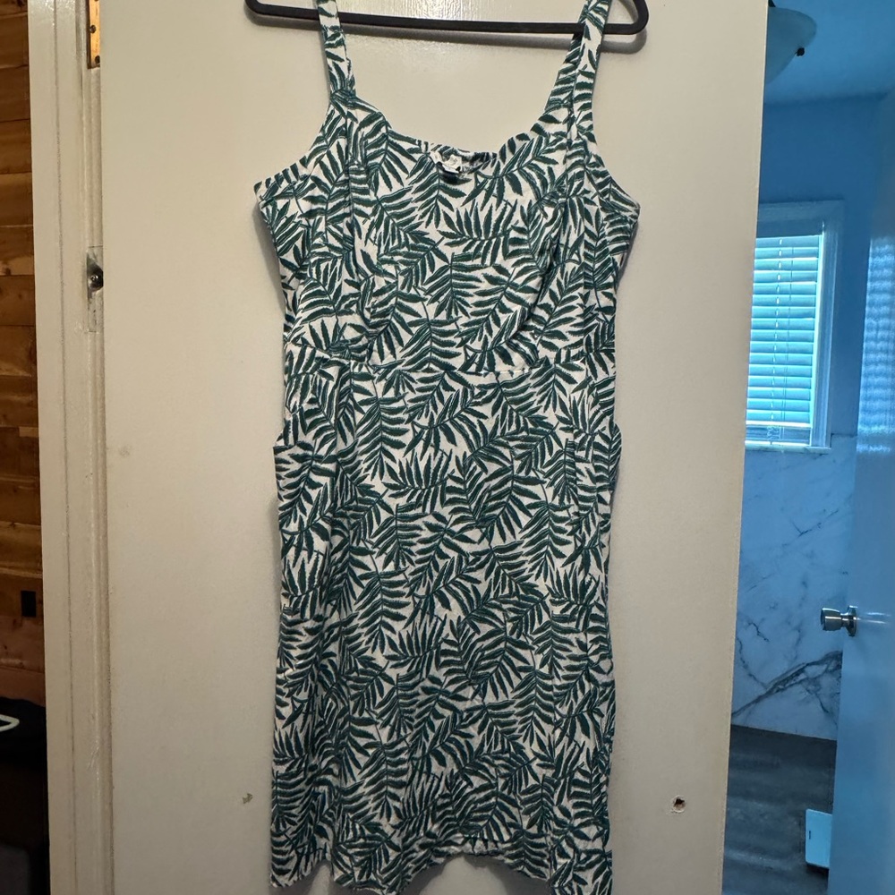Tropical Green Leaf Print Dress
